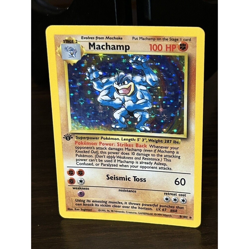 VTG Pokemon Machamp 8/102 1st Edition Holo Base Set 1999 WOTC HP TCG Card
